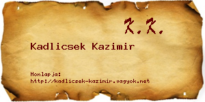 Kadlicsek Kazimir névjegykártya